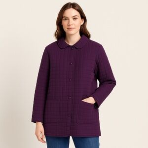 JONES NEW YORK Royal Purple Lightweight Quilted Snap Jacket Fuzzy Lined Small